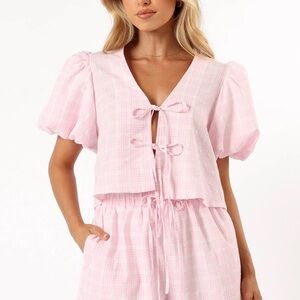 Pink Plaid 2 piece short set